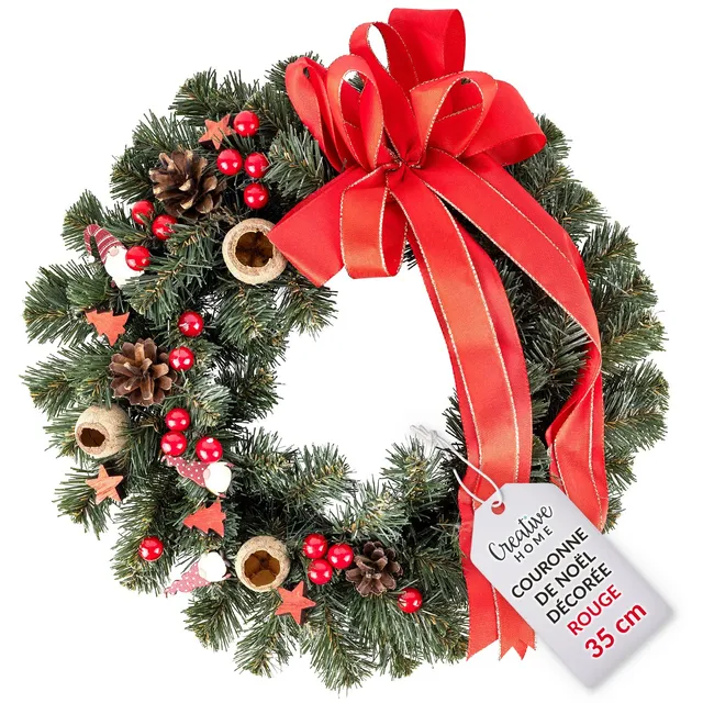 creative-home-d-coration-no-l-couronne-rouge-35-cm-porte image 1