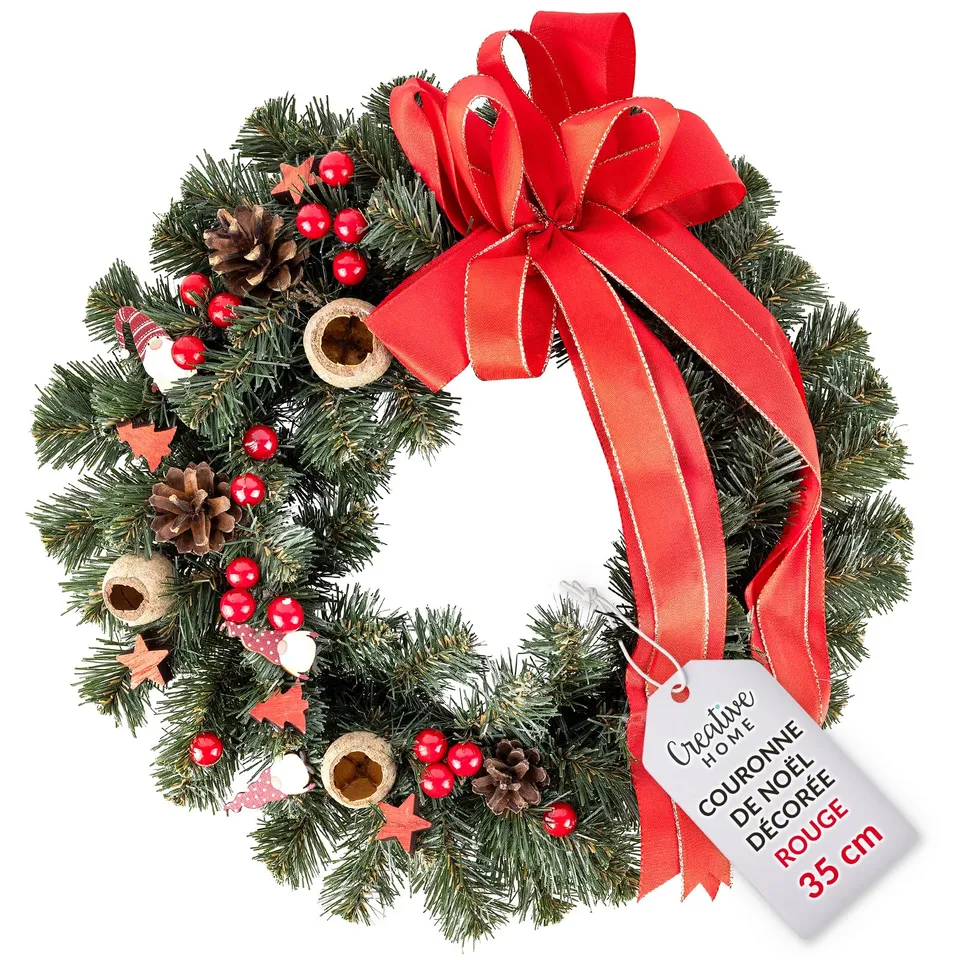 creative-home-d-coration-no-l-couronne-rouge-35-cm-porte image 1