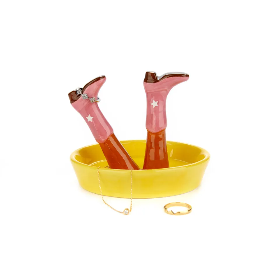 balvi-happy-legs-country-porte-bijoux-bottes-cowboy-roses image 1