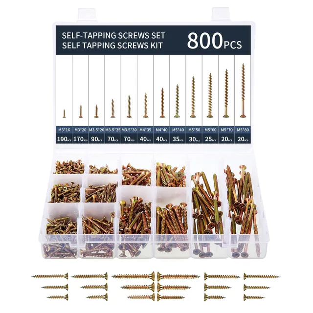ordeluxe-vis-bois-autotaraudeuses-800pcs-acier-t-te-plate image 1