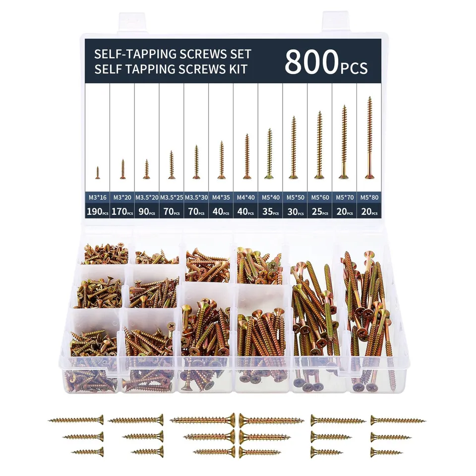 ordeluxe-vis-bois-autotaraudeuses-800pcs-acier-t-te-plate image 1