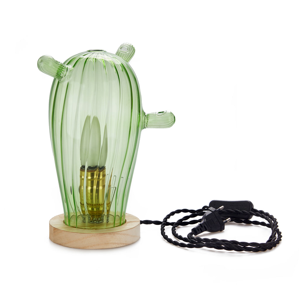 balvi-home-decor-cactus-mexico-lampe-de-table-verre-vert-bois image 5