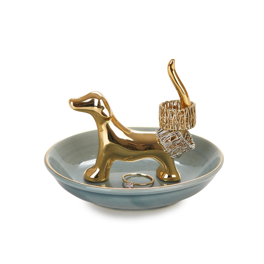 balvi-home-decor-bassotto-porte-bijoux-teckel-porcelaine-grise image 1