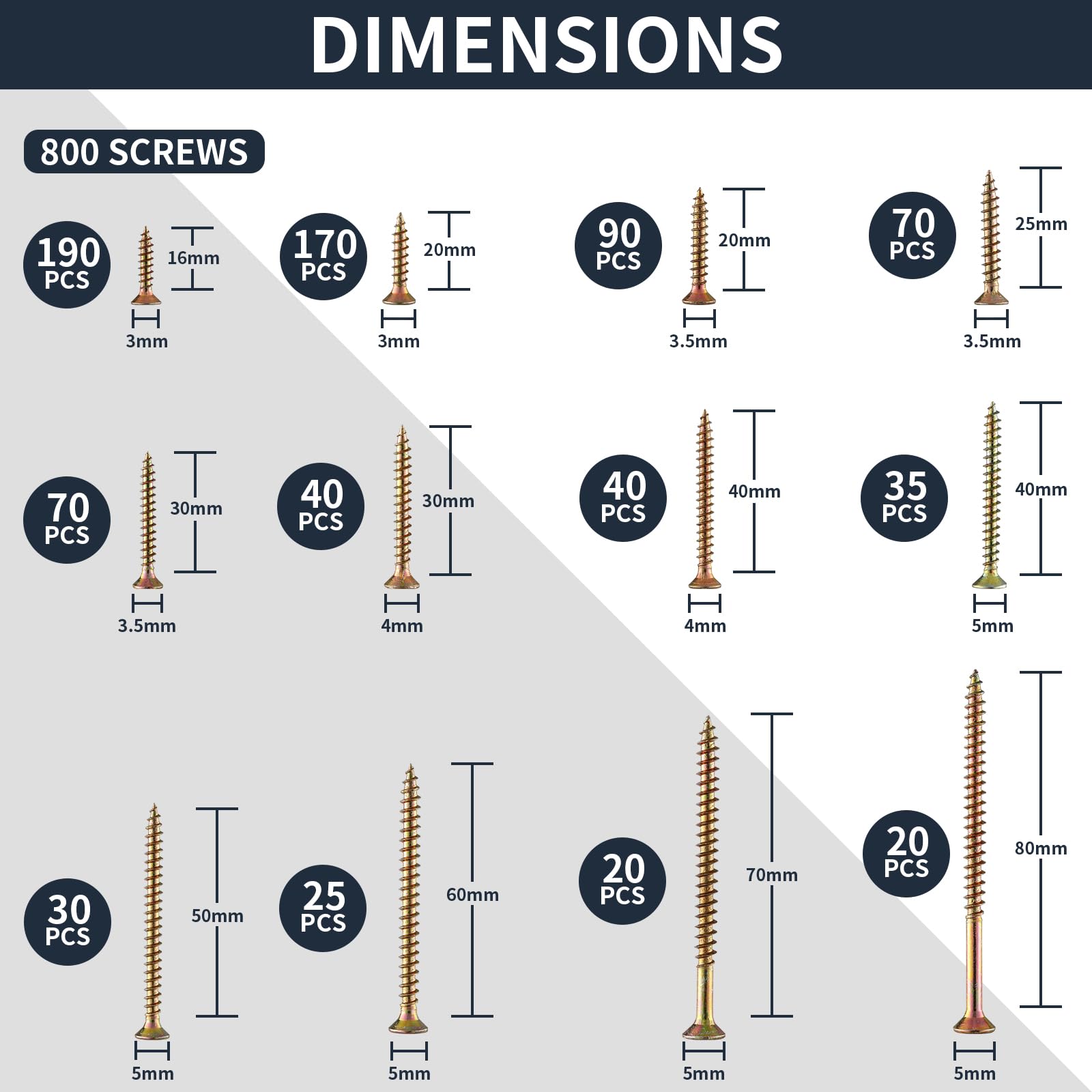 ordeluxe-vis-bois-autotaraudeuses-800pcs-acier-t-te-plate image 2