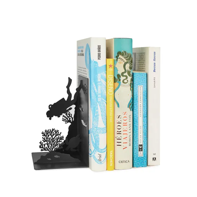 balvi-desk-scuba-serre-livres-m-tal-plongeur-tortue image 1