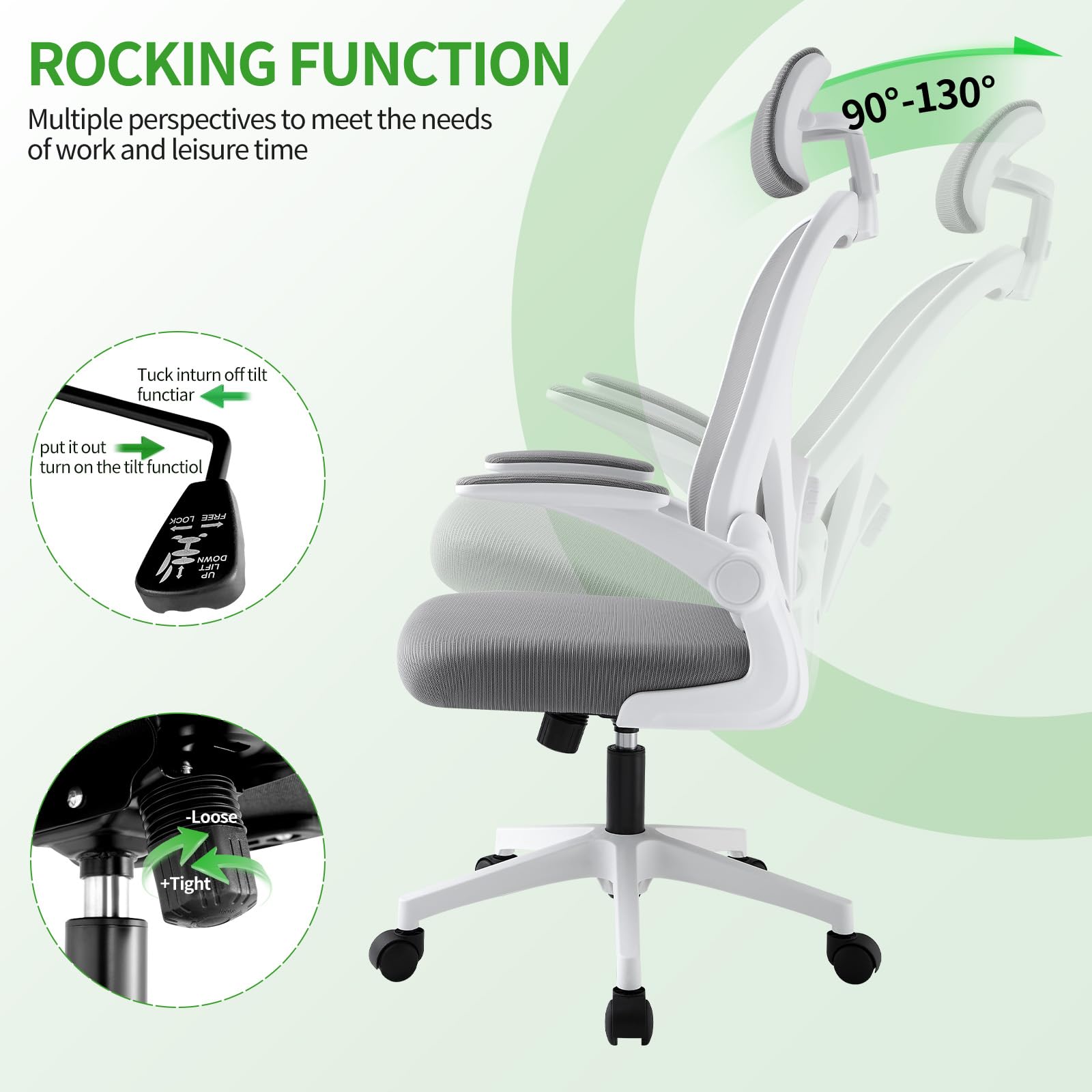 ordeluxe-chaise-bureau-ergonomique-appuie-t-te-accoudoirs-pliables image 7