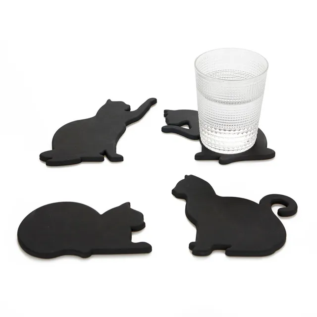 balvi-kitchen-cat-coasters-dessous-de-verre-chat-noir-x4 image 1