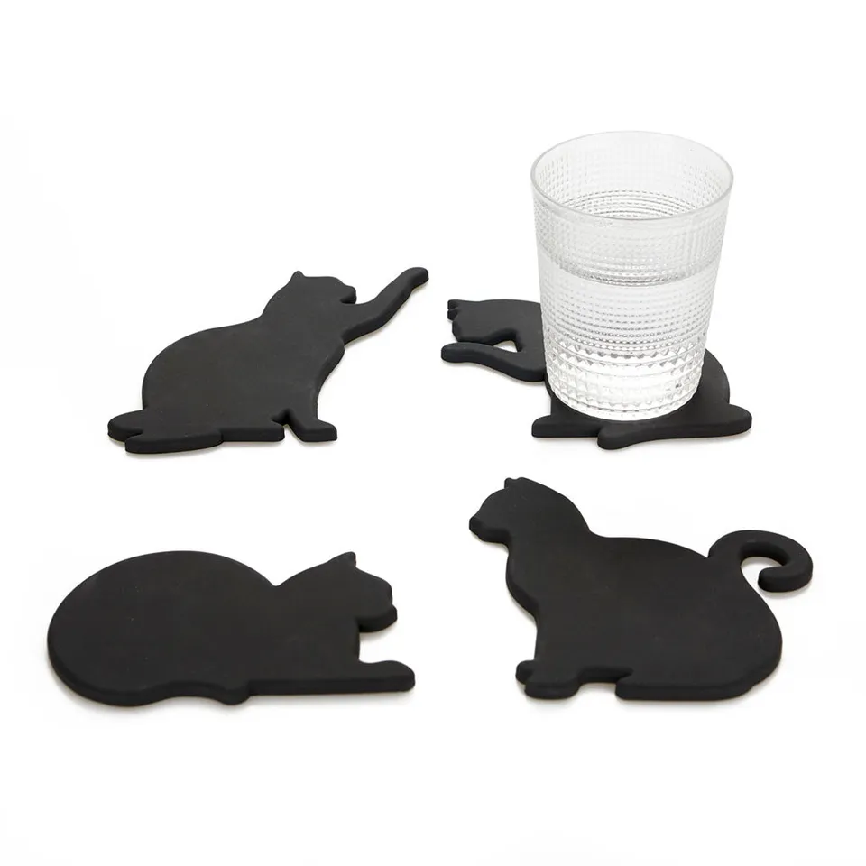 balvi-kitchen-cat-coasters-dessous-de-verre-chat-noir-x4 image 1