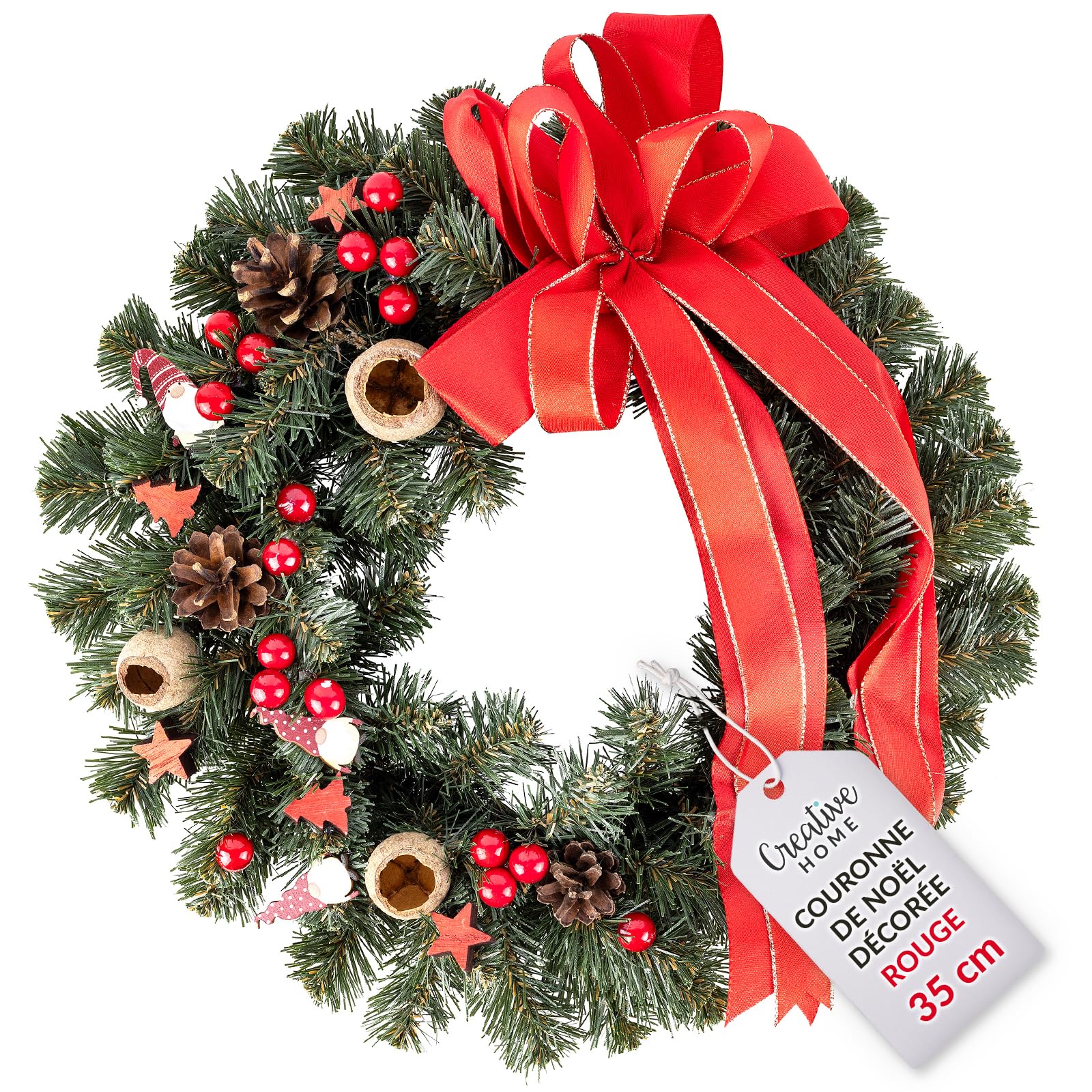 creative-home-d-coration-no-l-couronne-rouge-35-cm-porte image 1