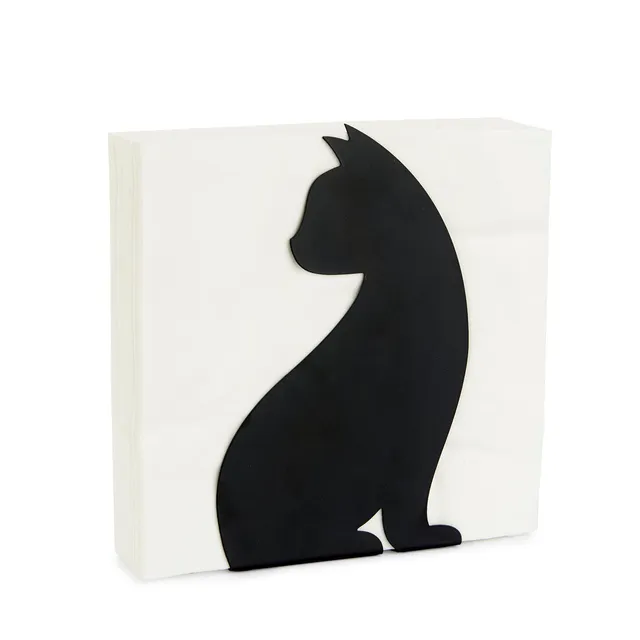 balvi-feline-porte-serviettes-chat-silhouette-noir image 1