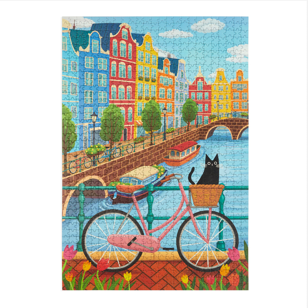 balvi-lifestyle-bike-ride-amsterdam-puzzle-1000-pi-ces-chat image 2