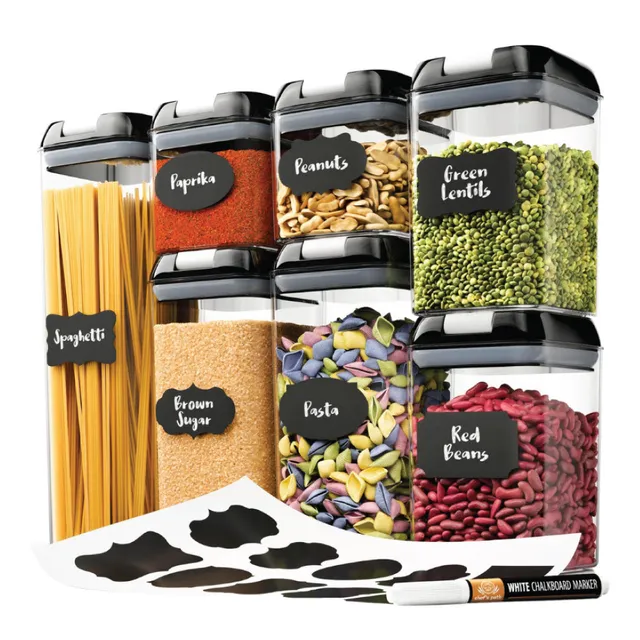 chef-s-path-flip-lock-bo-tes-herm-tiques-noires-7-pcs-sans-bpa image 1