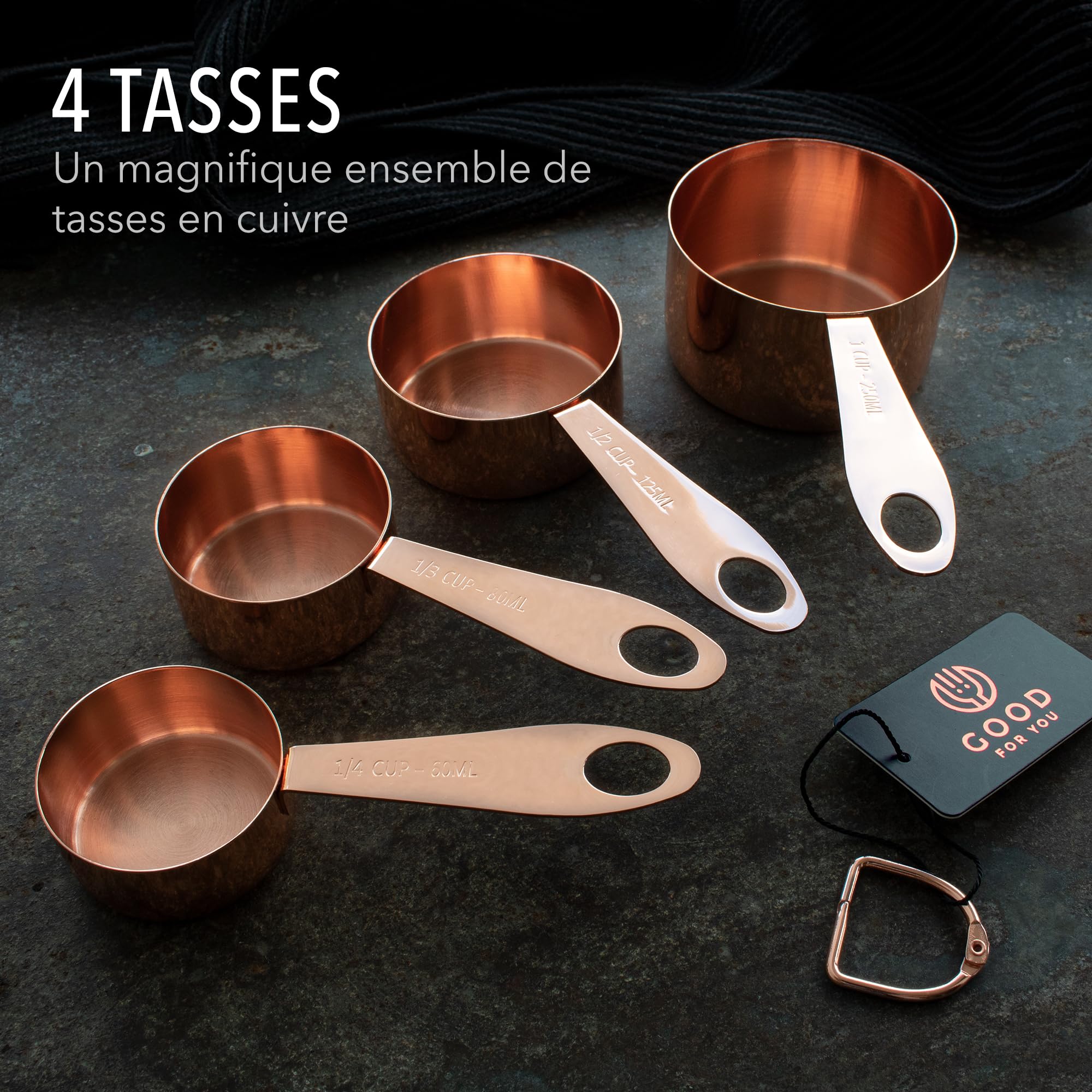 good-for-you-copper-lot-9-tasses-et-cuill-res-mesure-cuivre-inox image 3