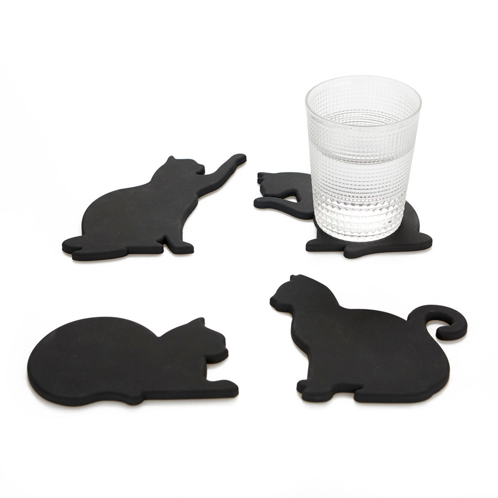 balvi-kitchen-cat-coasters-dessous-de-verre-chat-noir-x4 image 1