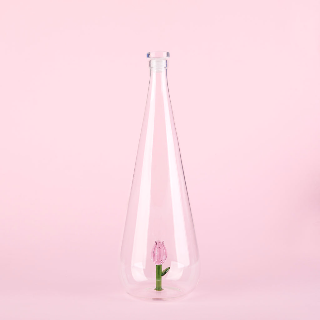 balvi-kitchen-table-botanical-tulip-bouteille-verre-tulipe-rose image 2