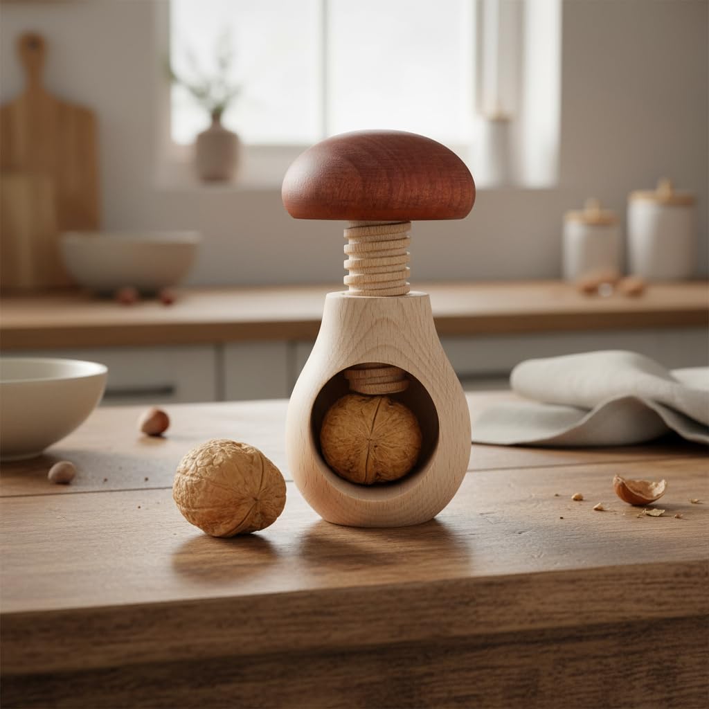 creative-home-accessoires-cuisine-casse-noix-bois-marron-champignon image 2