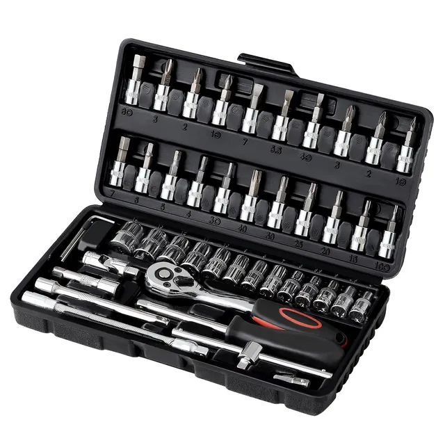 ordeluxe-outils-coffret-cliquet-douilles-46-pi-ces-1-4-cr-v-caisse image 1