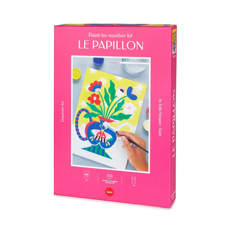 balvi-lifestyle-le-papillon-kit-peinture-par-num-ros-fleurs image 1