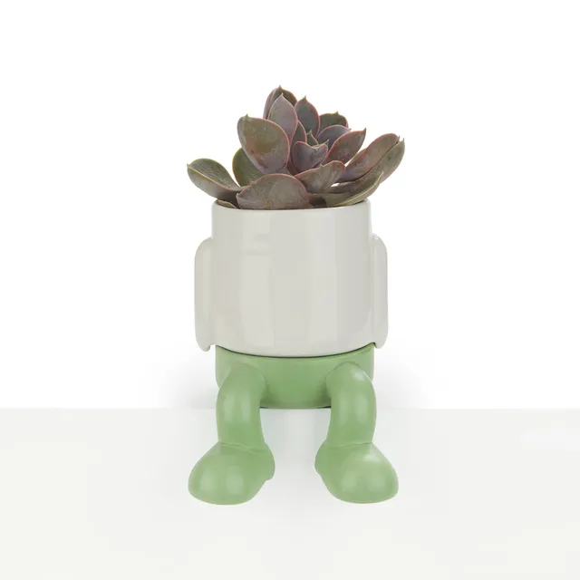balvi-mr-dangly-mini-pot-plante-c-ramique-vert-jambes image 1