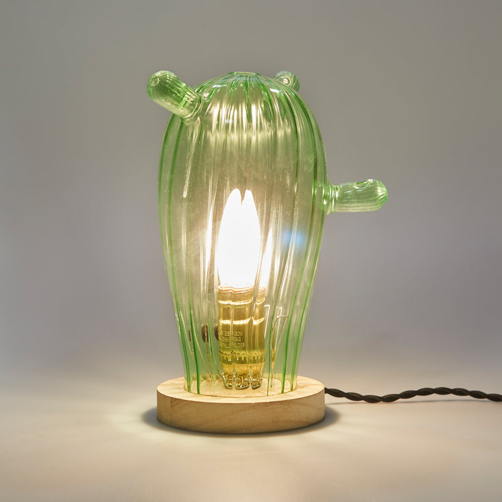 balvi-home-decor-cactus-mexico-lampe-de-table-verre-vert-bois image 2