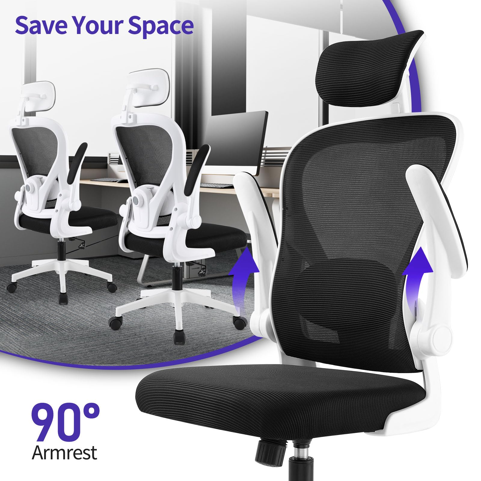 ordeluxe-chaise-bureau-ergonomique-maille-appuie-t-te-120kg image 5