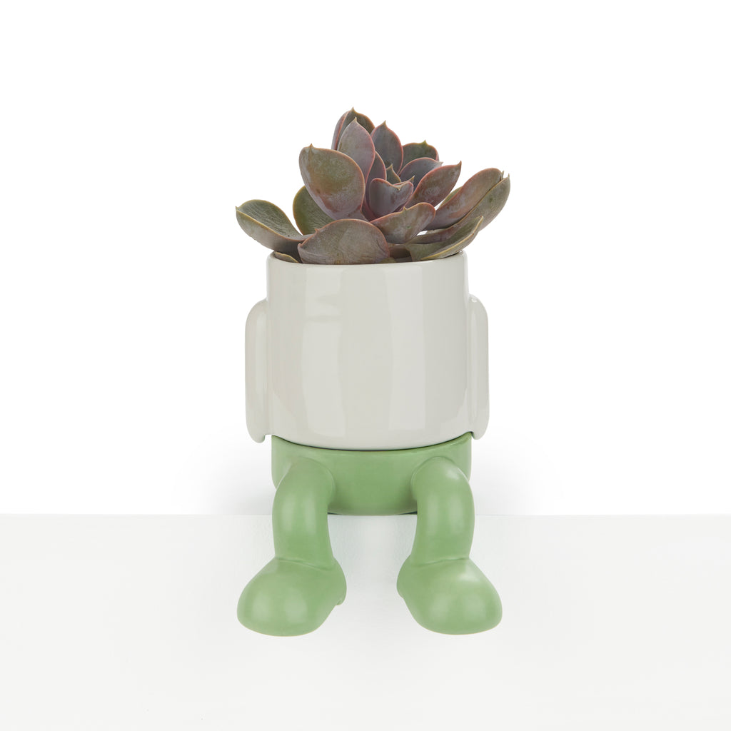 balvi-mr-dangly-mini-pot-plante-c-ramique-vert-jambes image 1