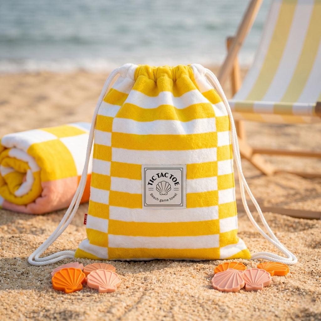 balvi-lifestyle-tic-tac-toe-serviette-plage-morpion-jaune image 2
