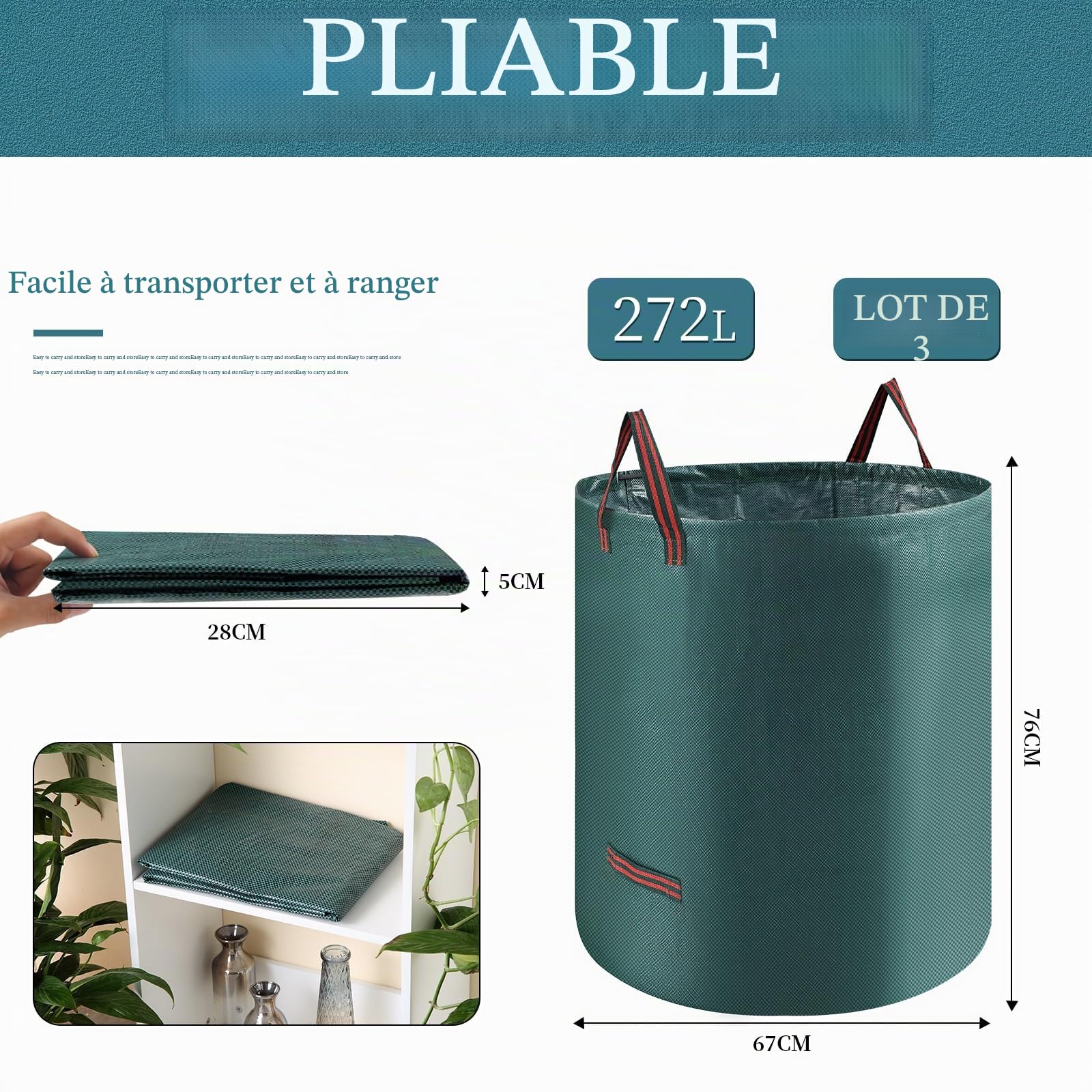 ordeluxe-jardinage-sac-d-chet-vert-272l-lot-3-autoportant image 2