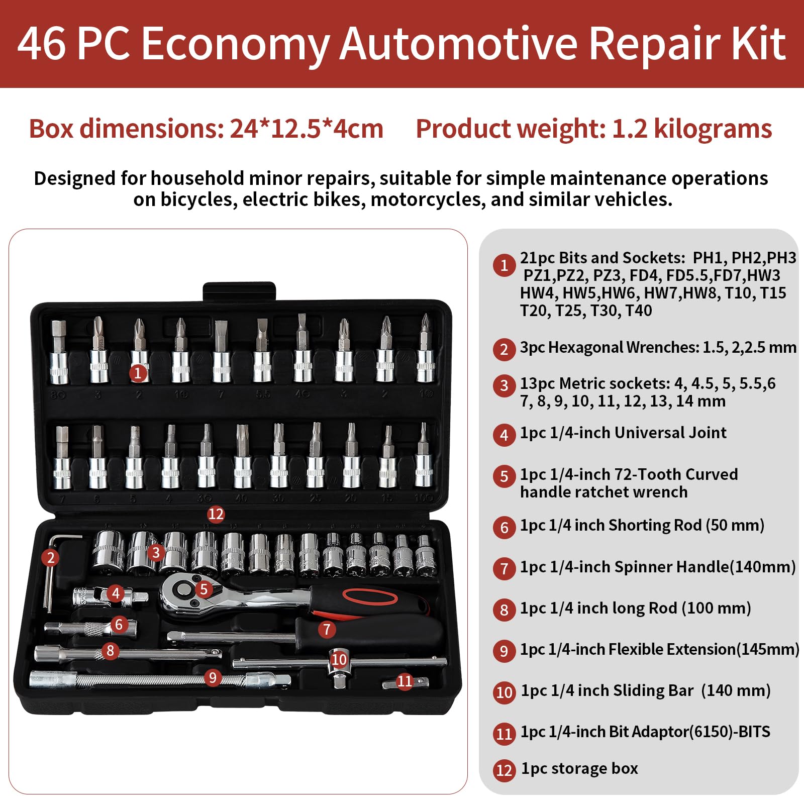 ordeluxe-outils-coffret-cliquet-douilles-46-pi-ces-1-4-cr-v-caisse image 4