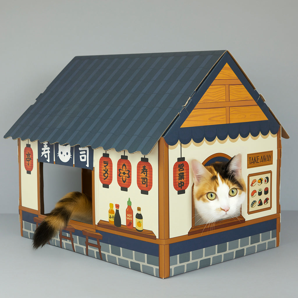 balvi-lifestyle-sushi-bar-maison-griffoir-chat-carton-bleu image 2