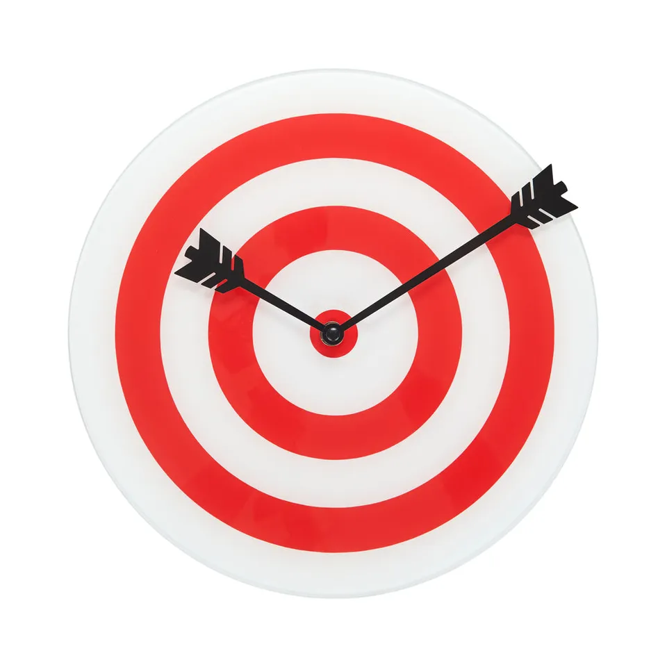balvi-home-decor-target-horloge-murale-cible-rouge-verre image 1