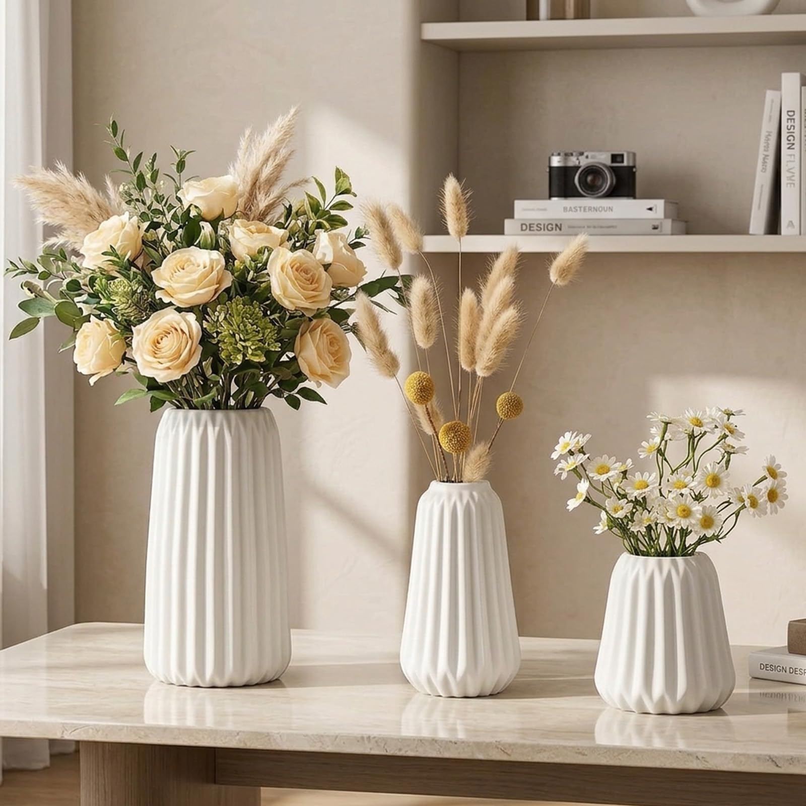 ordeluxe-d-coration-maison-set-3-vases-c-ramique-blancs image 2