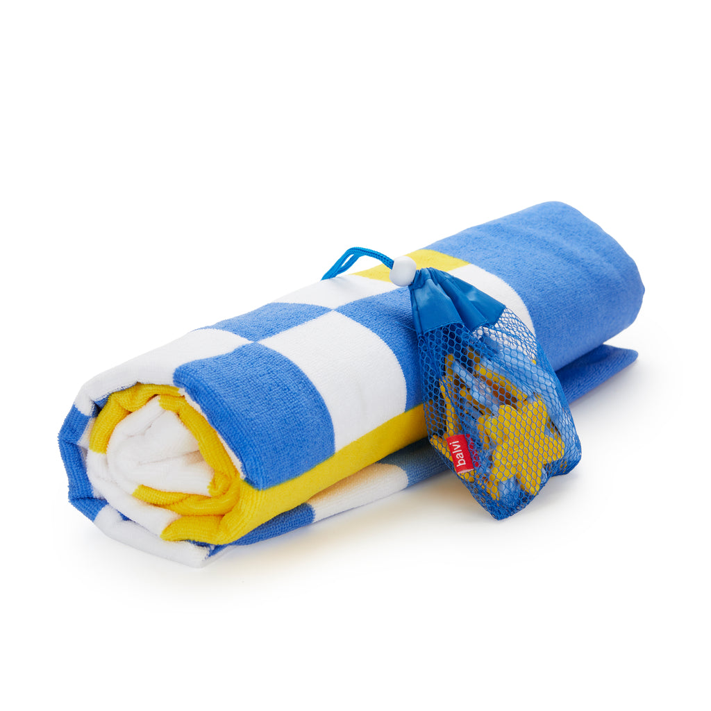 balvi-lifestyle-checkers-serviette-de-plage-jeu-bleue image 5