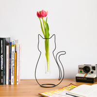 balvi-home-decor-cat-silhouette-vase-m-tal-chat-pipette-verre image 3
