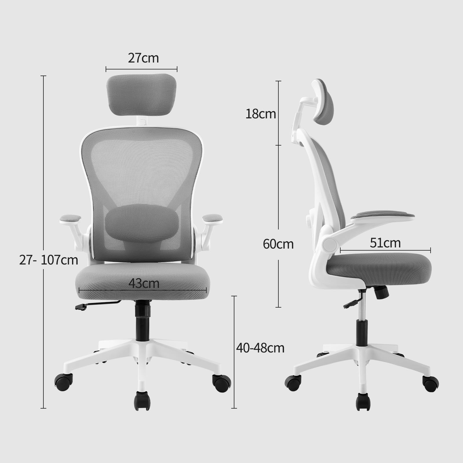 ordeluxe-chaise-bureau-ergonomique-appuie-t-te-accoudoirs-pliables image 3