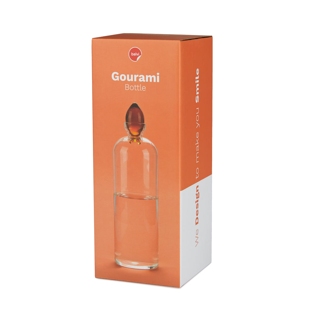 balvi-kitchen-gourami-bouteille-verre-orange-bouchon-poisson image 4