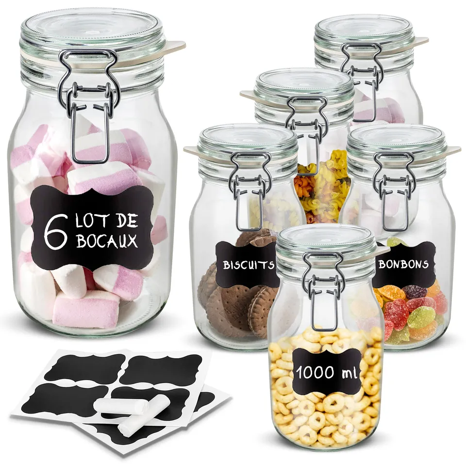 creative-home-bocaux-en-verre-herm-tiques-bocal-1l-lot-6-herm-tique image 1