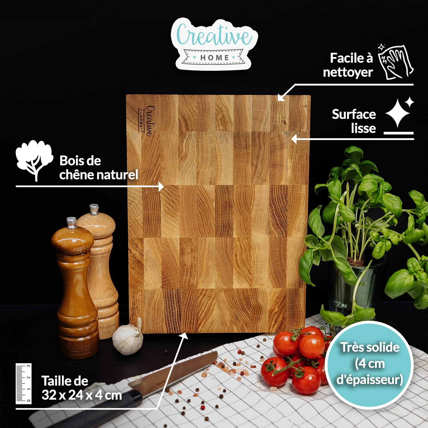 creative-home-grande-planche-d-couper-bois-32x24x4-cm-h-tre image 4