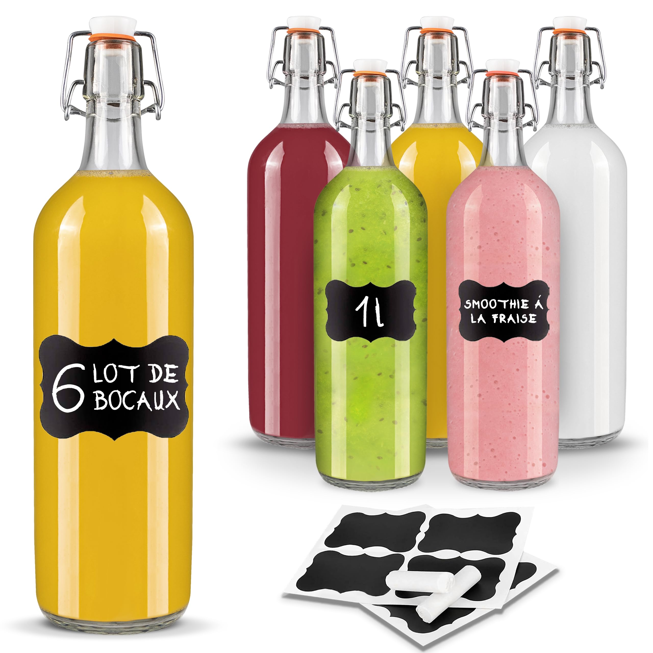 creative-home-bocaux-en-verre-herm-tiques-bouteille-1l-lot-6 image 1