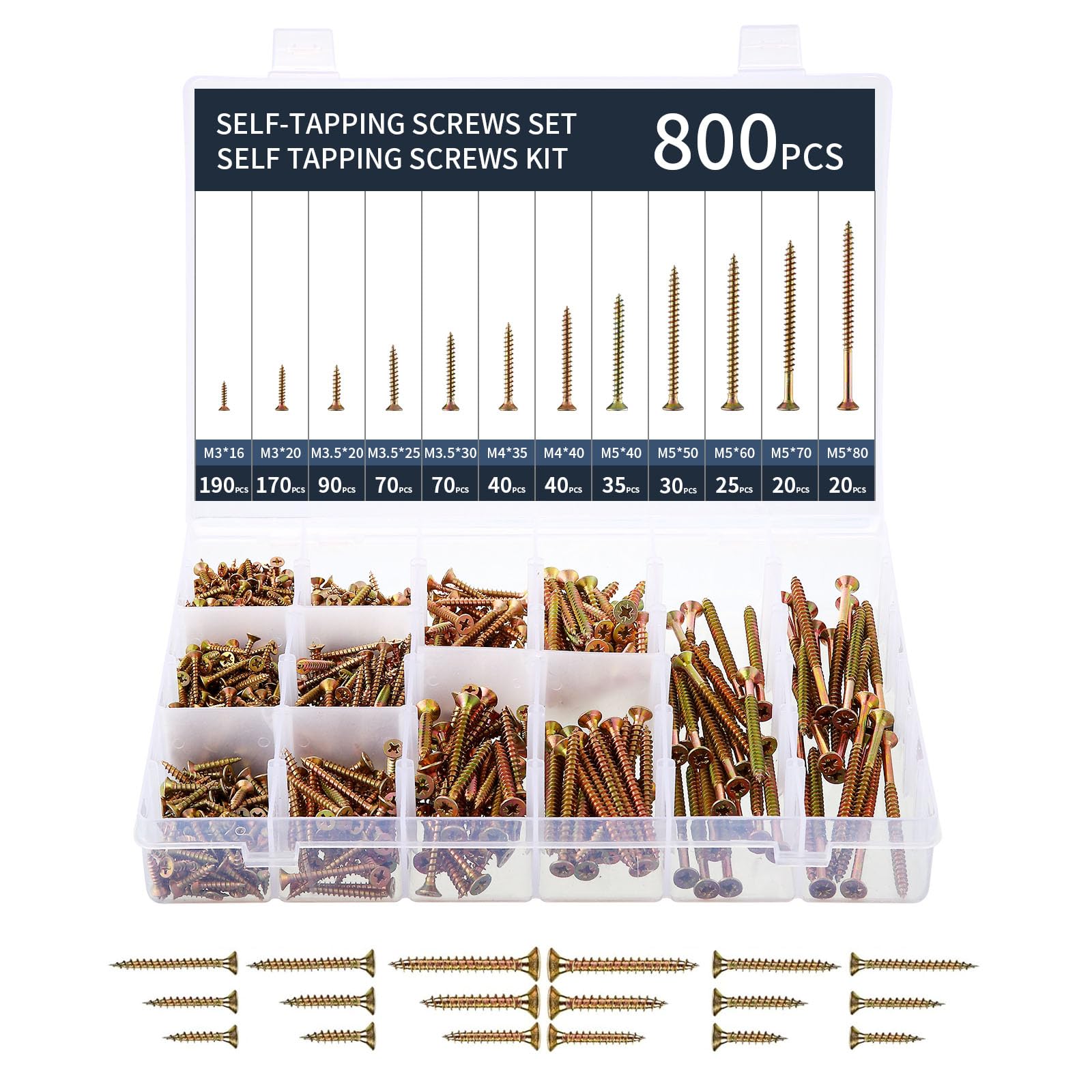 ordeluxe-vis-bois-autotaraudeuses-800pcs-acier-t-te-plate image 1