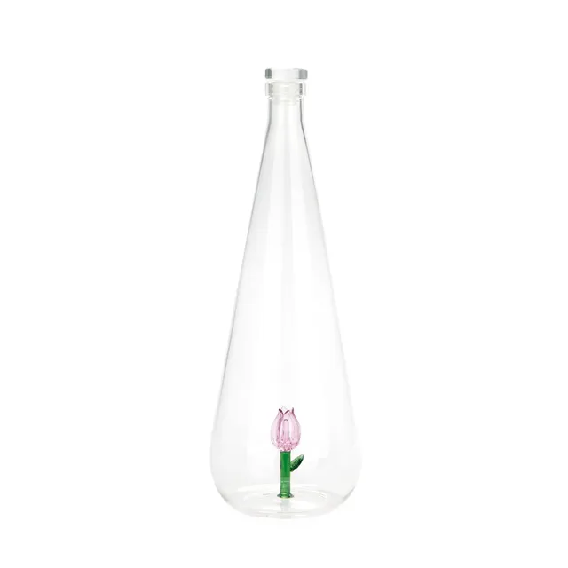 balvi-kitchen-table-botanical-tulip-bouteille-verre-tulipe-rose image 1