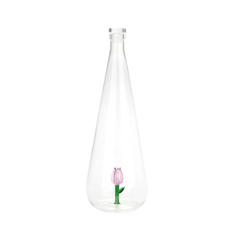 balvi-kitchen-table-botanical-tulip-bouteille-verre-tulipe-rose image 1