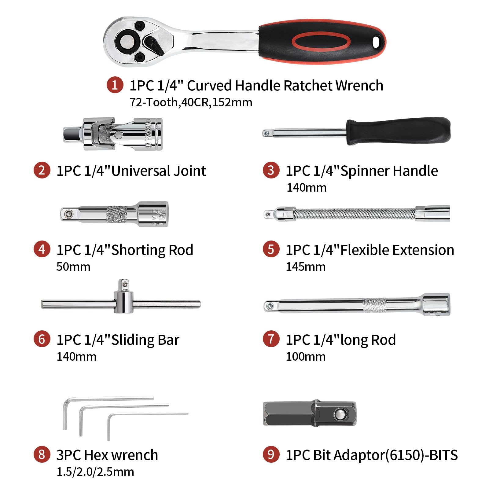 ordeluxe-outils-coffret-cliquet-douilles-46-pi-ces-1-4-cr-v-caisse image 3
