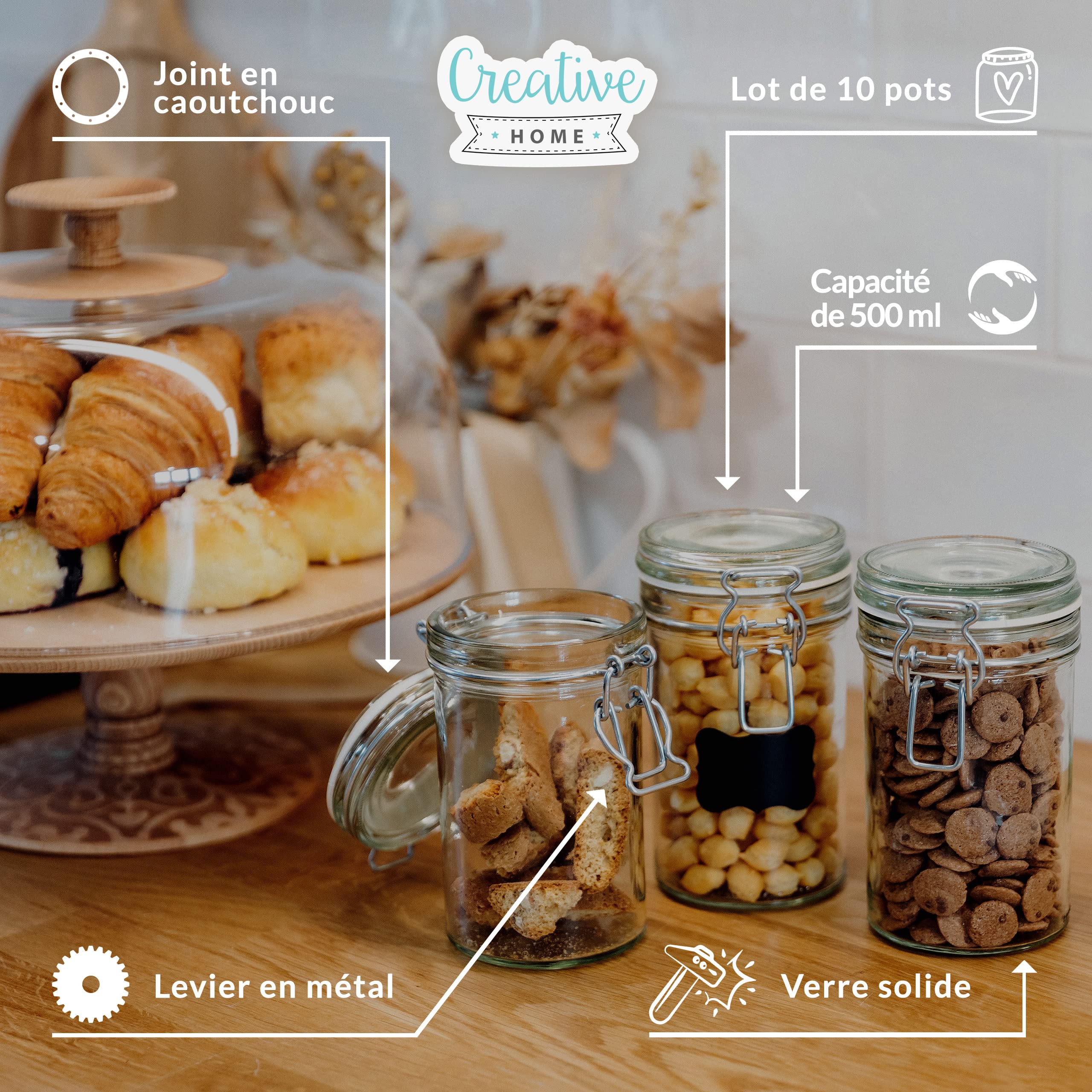 creative-home-bocaux-en-verre-herm-tiques-bocal-500ml-lot-10 image 4