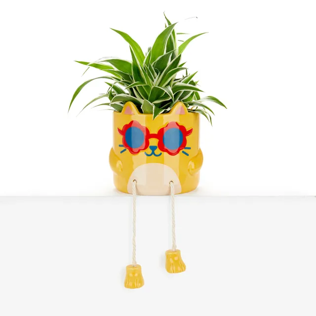 balvi-cool-cat-pot-plante-chat-jaune-c-ramique image 1