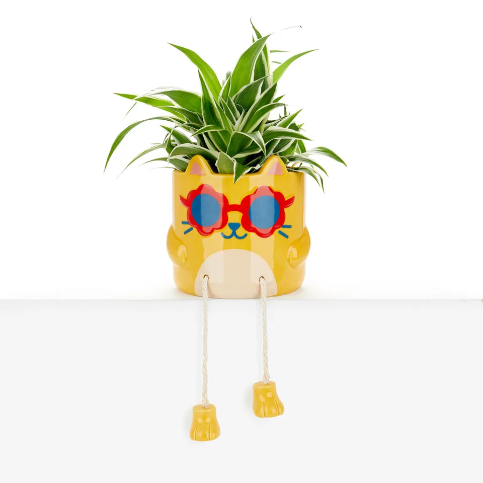 balvi-cool-cat-pot-plante-chat-jaune-c-ramique image 1