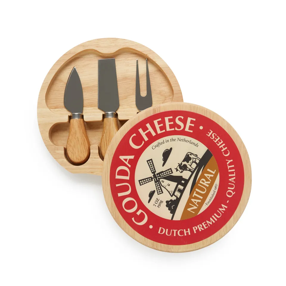 balvi-kitchen-gouda-planche-fromage-bois-3-couteaux image 1