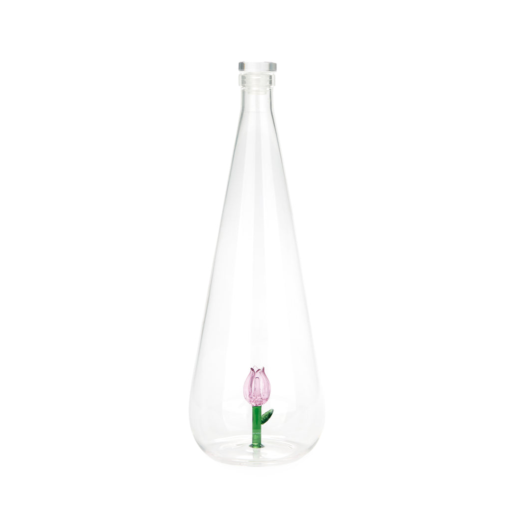 balvi-kitchen-table-botanical-tulip-bouteille-verre-tulipe-rose image 1
