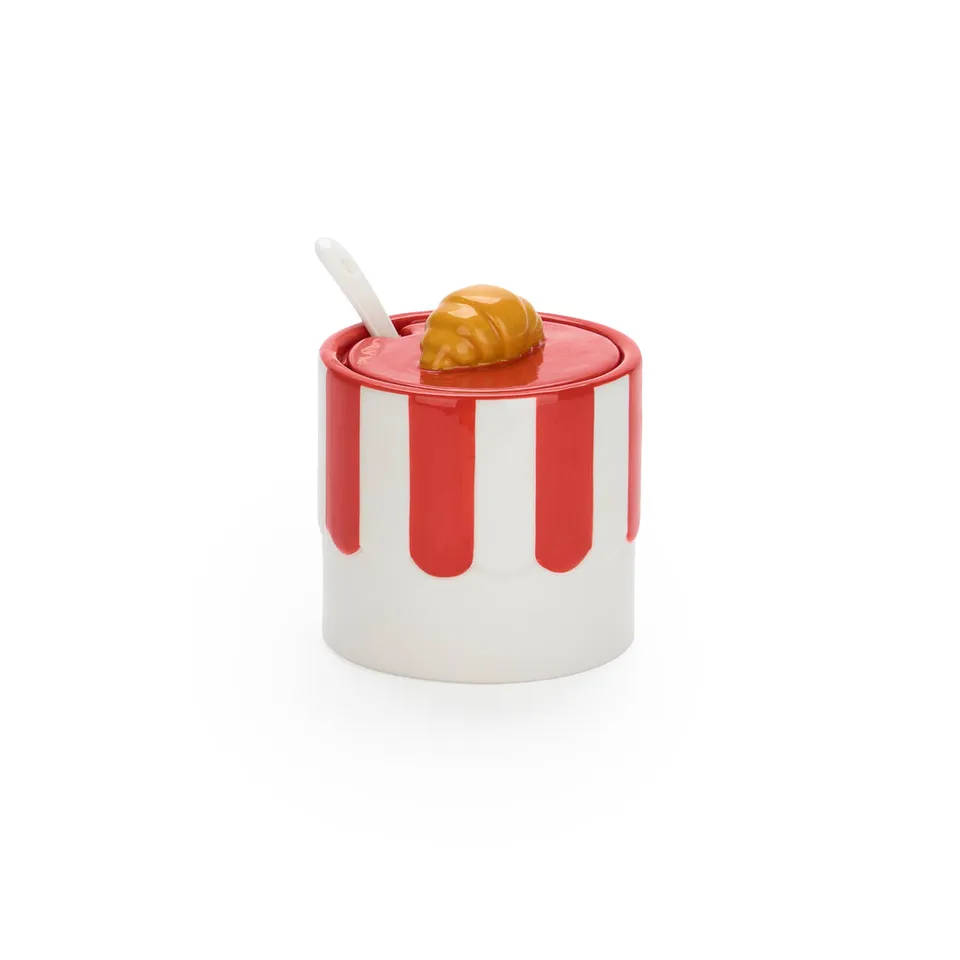 balvi-croissant-sucrier-c-ramique-rouge-avec-cuill-re image 1