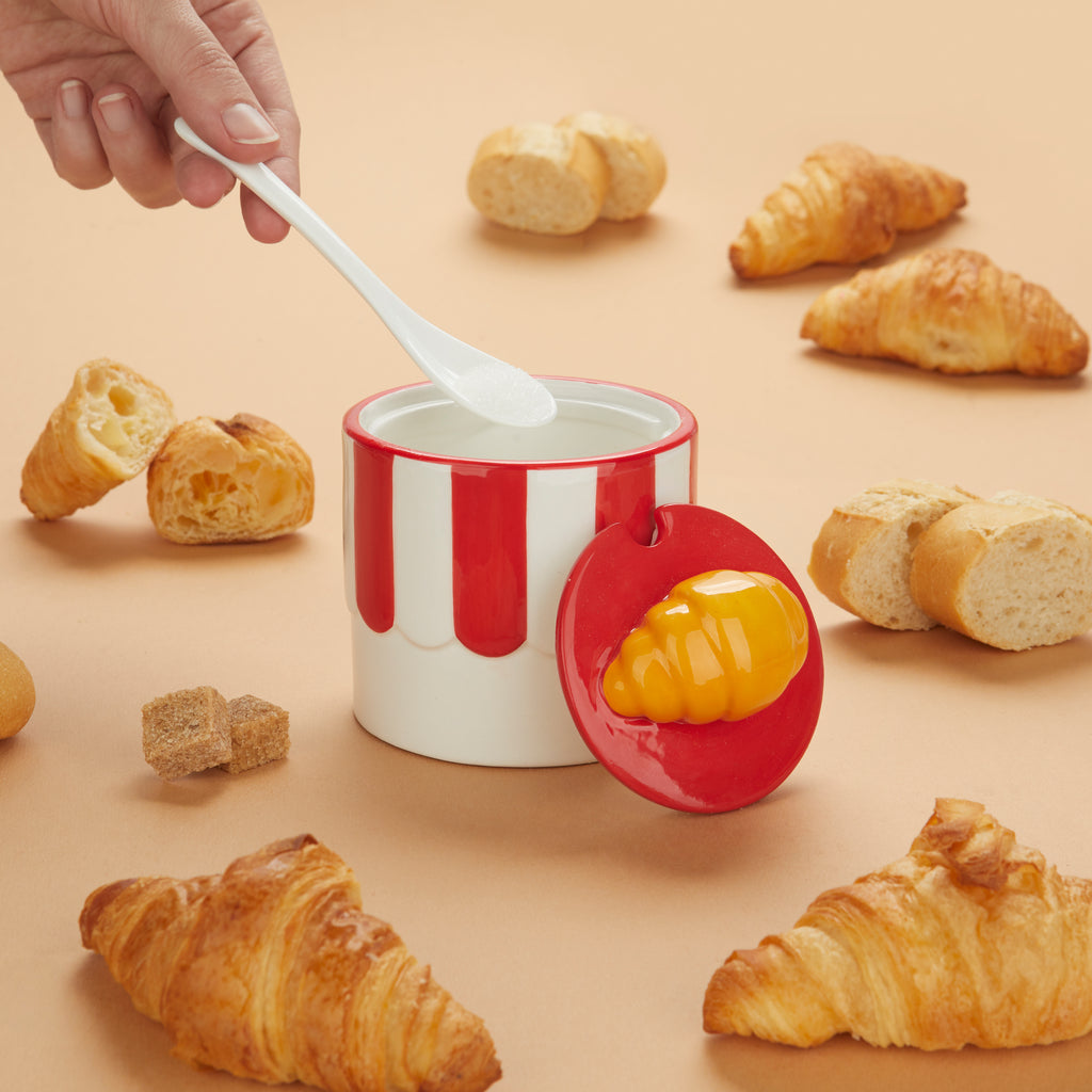 balvi-croissant-sucrier-c-ramique-rouge-avec-cuill-re image 2